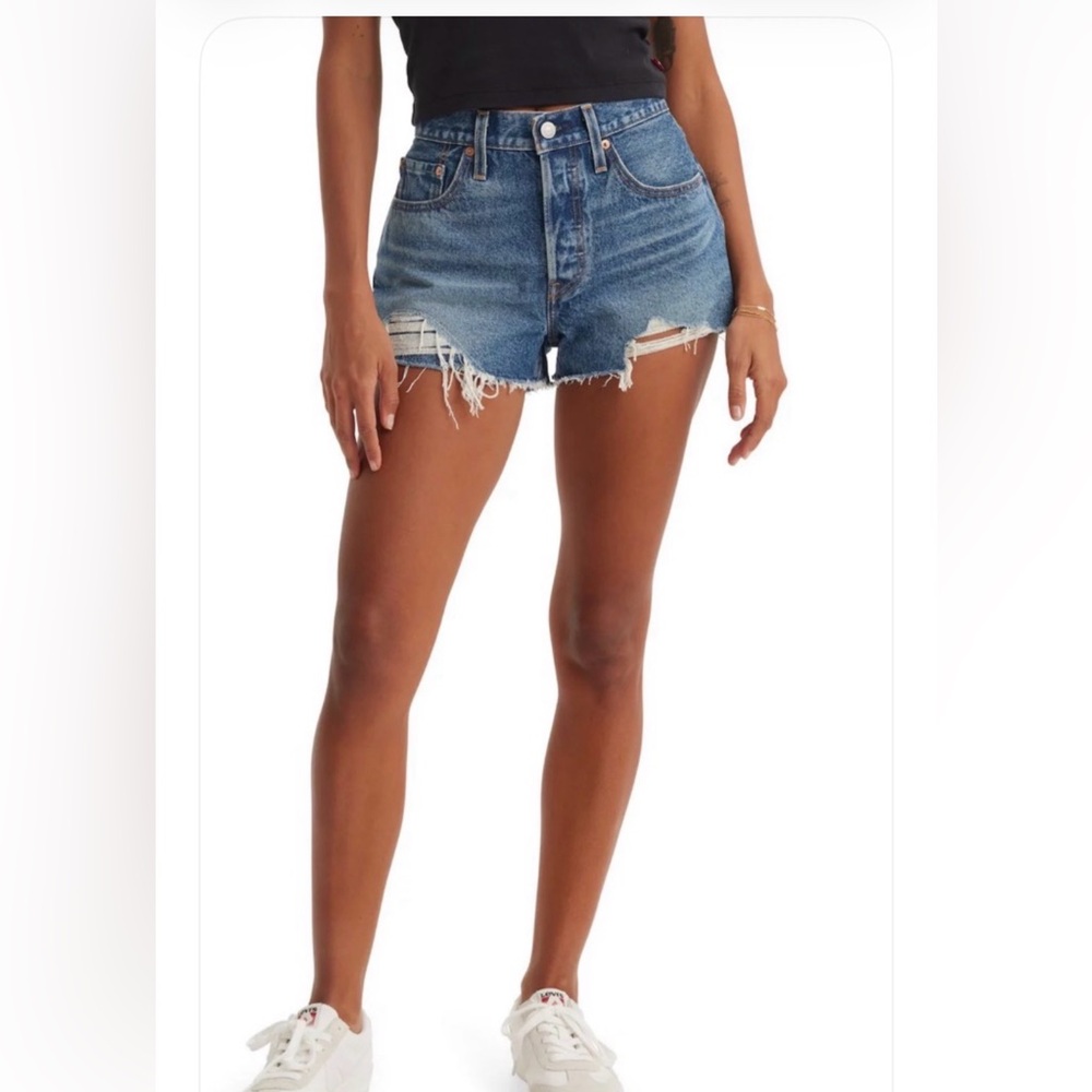 Levi's original 501 Jean shorts High Rise Distressed Denim Shorts Size 26